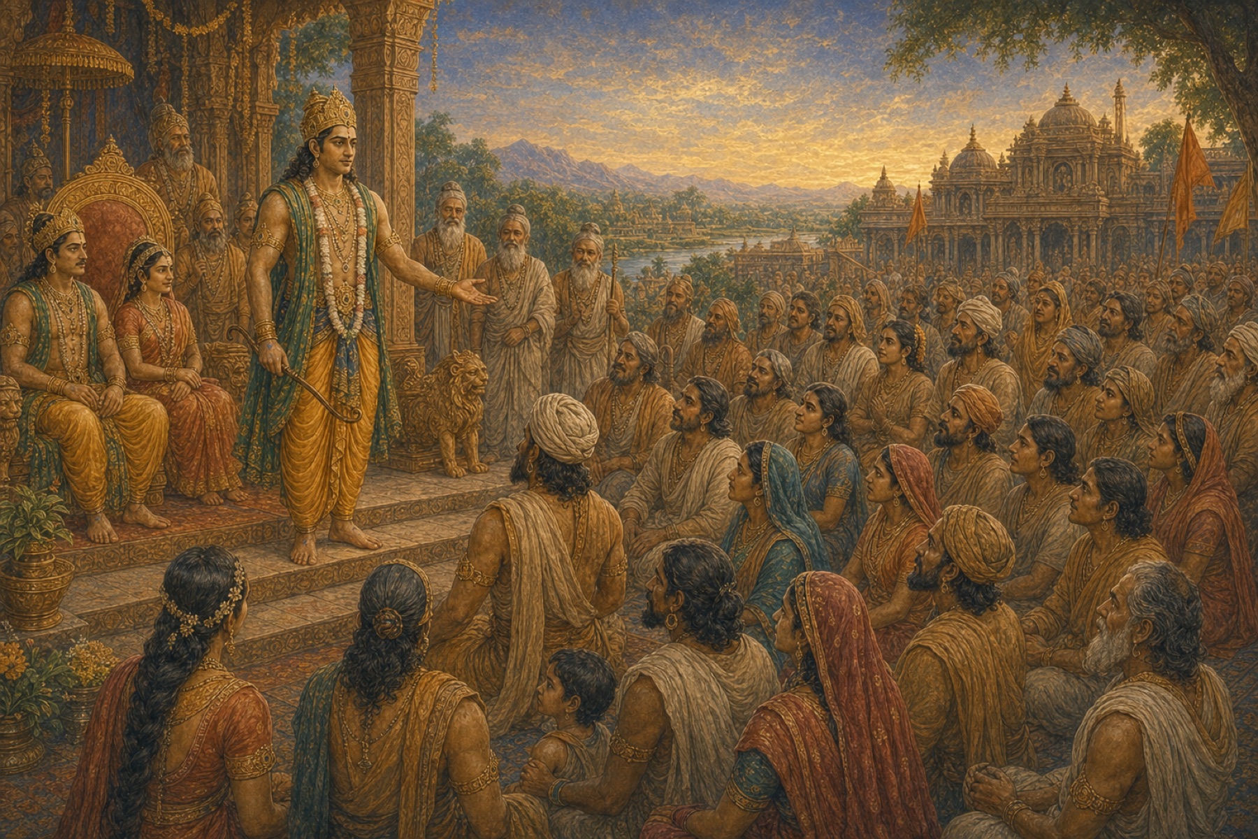 King Prthu addresses citizens about protection, duty and the spiritual purpose of work